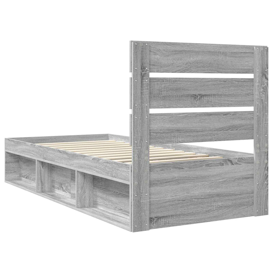 Bedframe Grijs Sonoma 100 x 200 cm Massief grenenhout