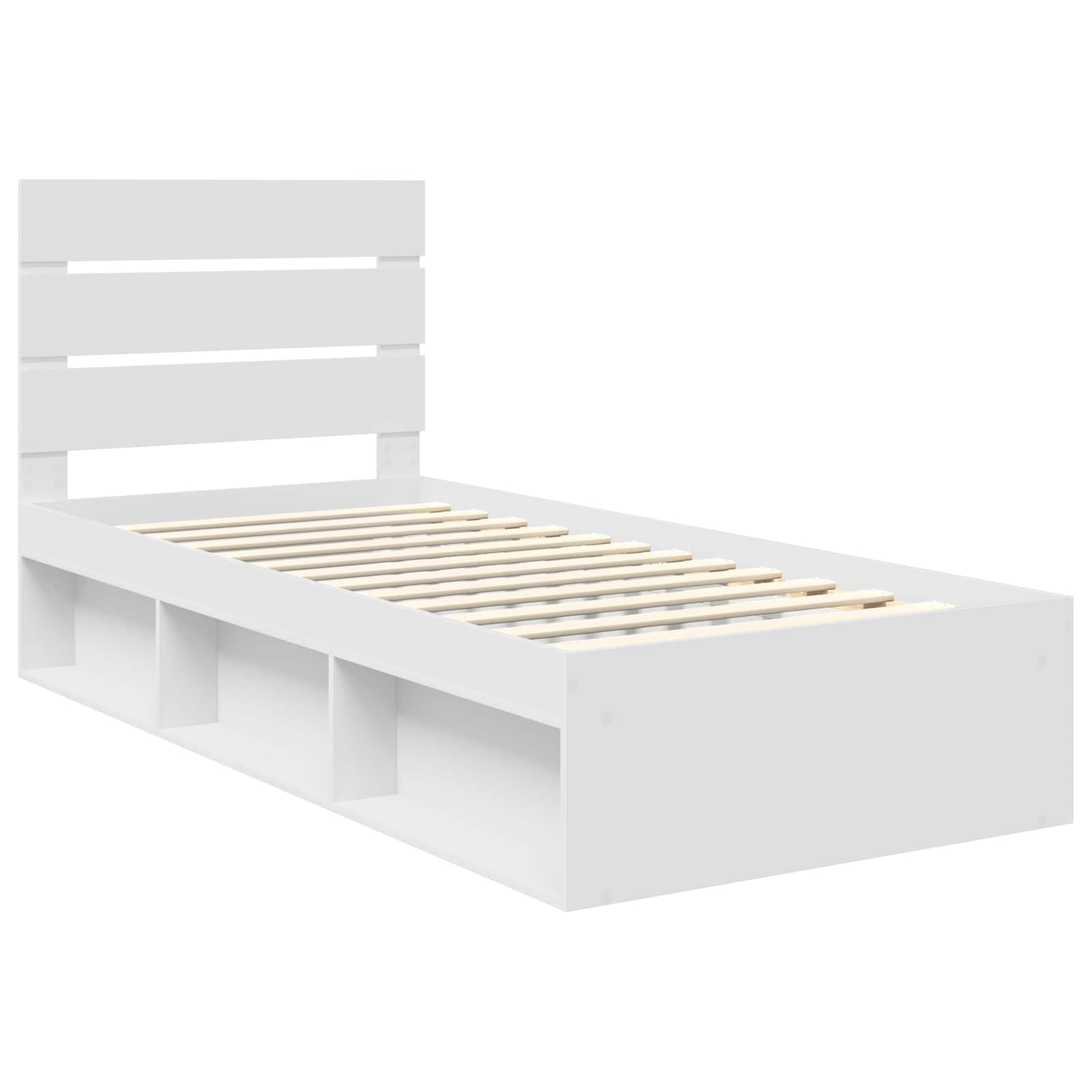 Bedframe met hoofdeinde Wit 90 x 200 cm Massief grenenhout