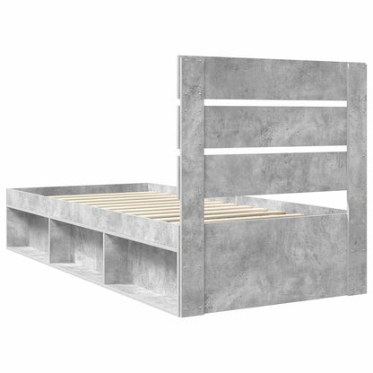 Bedframe met hoofdeinde Beton 90 x 200 cm Massief grenenhout