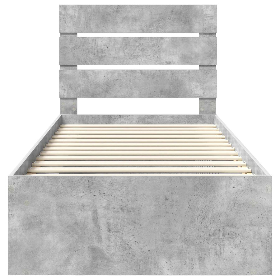 Bedframe met hoofdeinde Beton 90 x 200 cm Massief grenenhout