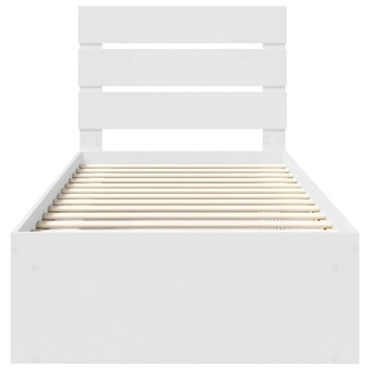 Bedframe met hoofdeinde Wit 90 x 190 cm Massief grenenhout