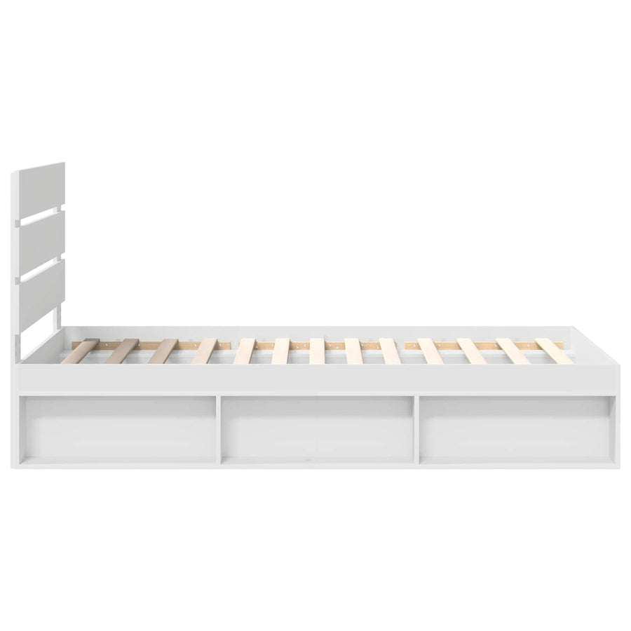 Bedframe met hoofdeinde Wit 90 x 190 cm Massief grenenhout