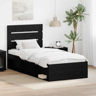 Bedframe 90x190 cm zwart massief grenenhout hoofdeinde