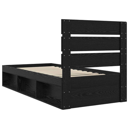 Bedframe met hoofdeinde Zwart 90 x 190 cm Massief grenenhout