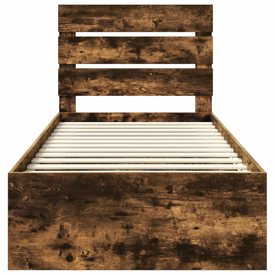 Bedframe Gerookt eiken 90 x 190 cm Massief grenenhout