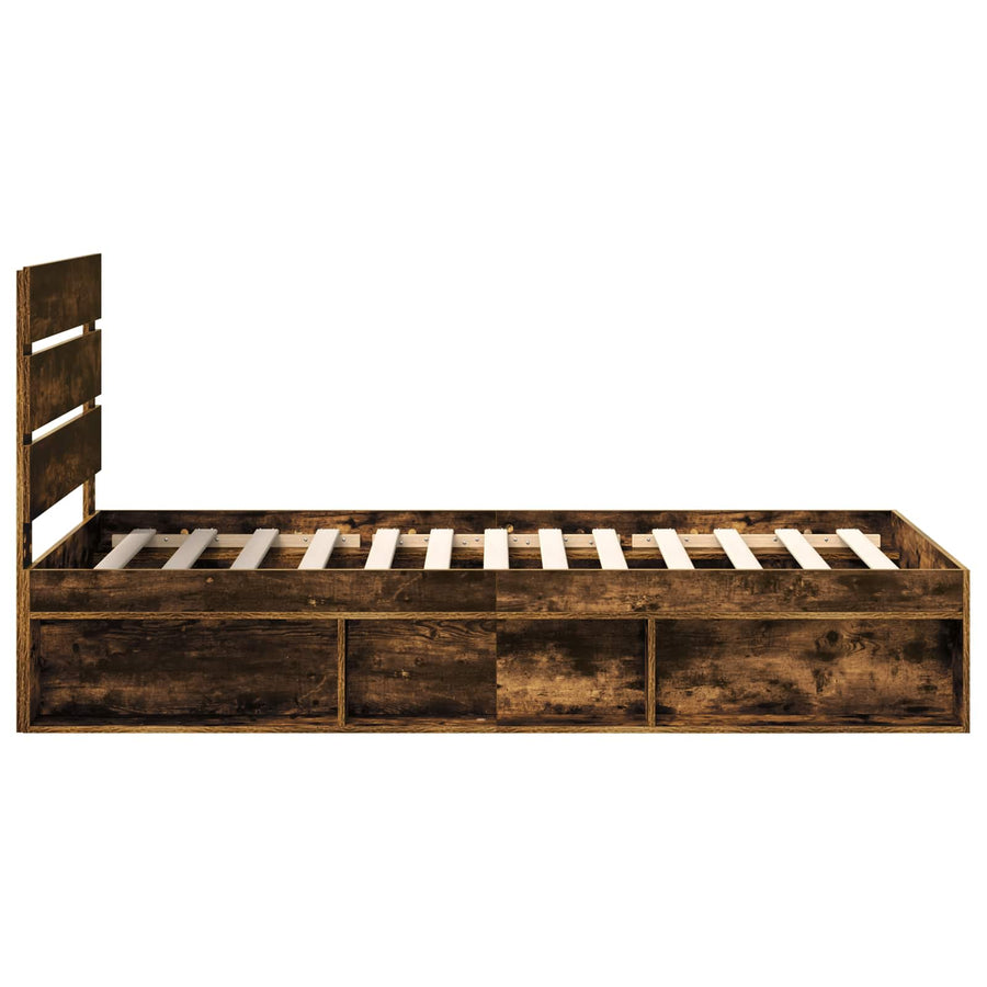 Bedframe Gerookt eiken 90 x 190 cm Massief grenenhout