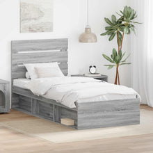 Bedframe Massief Grenenhout Grijs Sonoma 90 x 190 cm