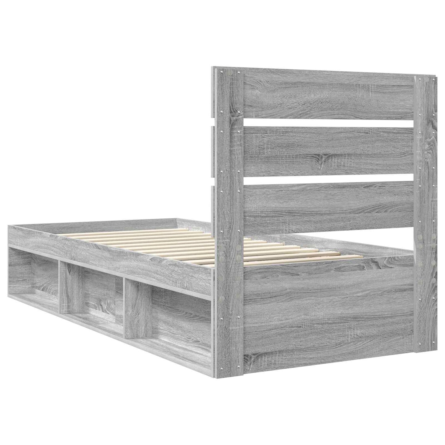 Bedframe Massief Grenenhout Grijs Sonoma 90 x 190 cm