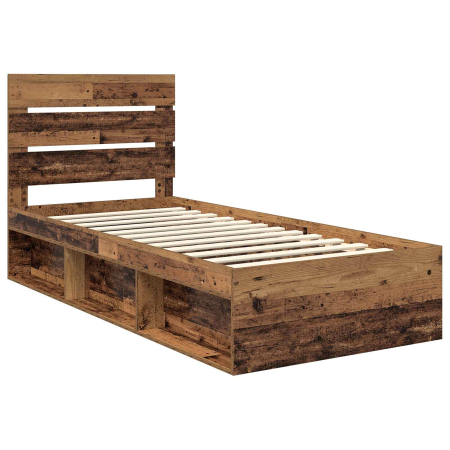 Bedframe met hoofdeinde Oudhout 90 x 190 cm Massief grenenhout