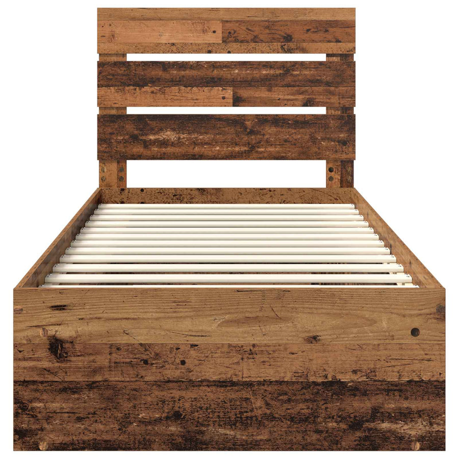 Bedframe met hoofdeinde Oudhout 90 x 190 cm Massief grenenhout