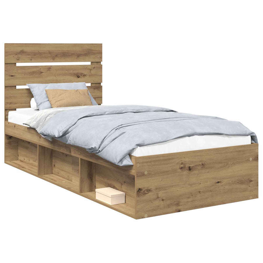 Bedframe Ambachtelijk eiken 90 x 190 cm Massief grenenhout