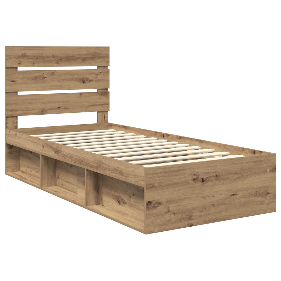 Bedframe Ambachtelijk eiken 90 x 190 cm Massief grenenhout