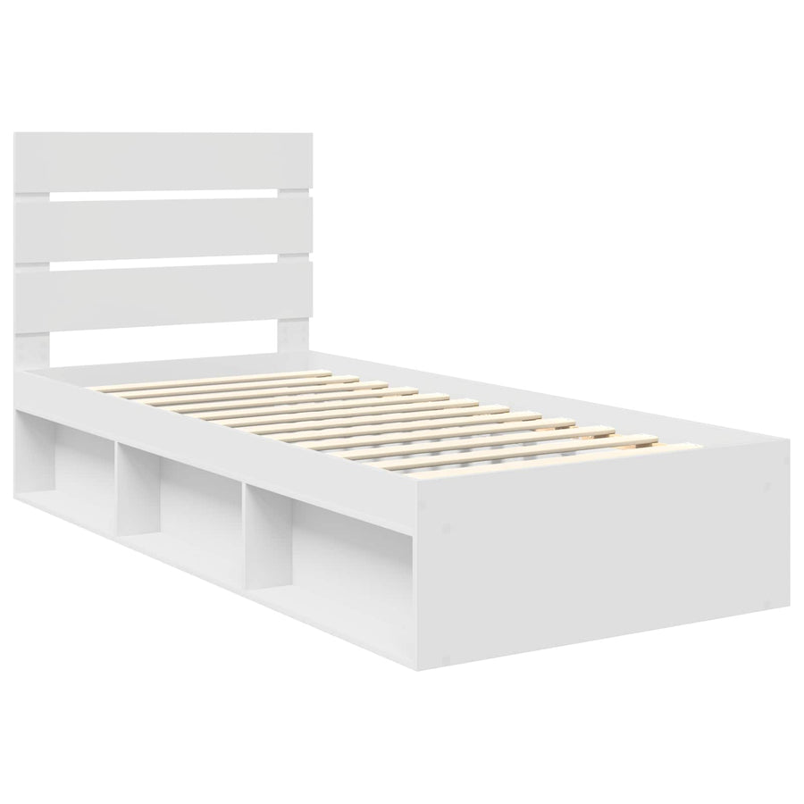 Bedframe met hoofdeinde Wit 75 x 190 cm Massief grenenhout