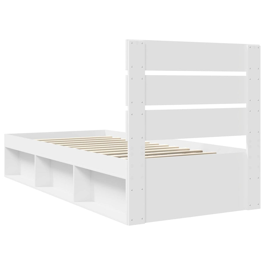 Bedframe met hoofdeinde Wit 75 x 190 cm Massief grenenhout