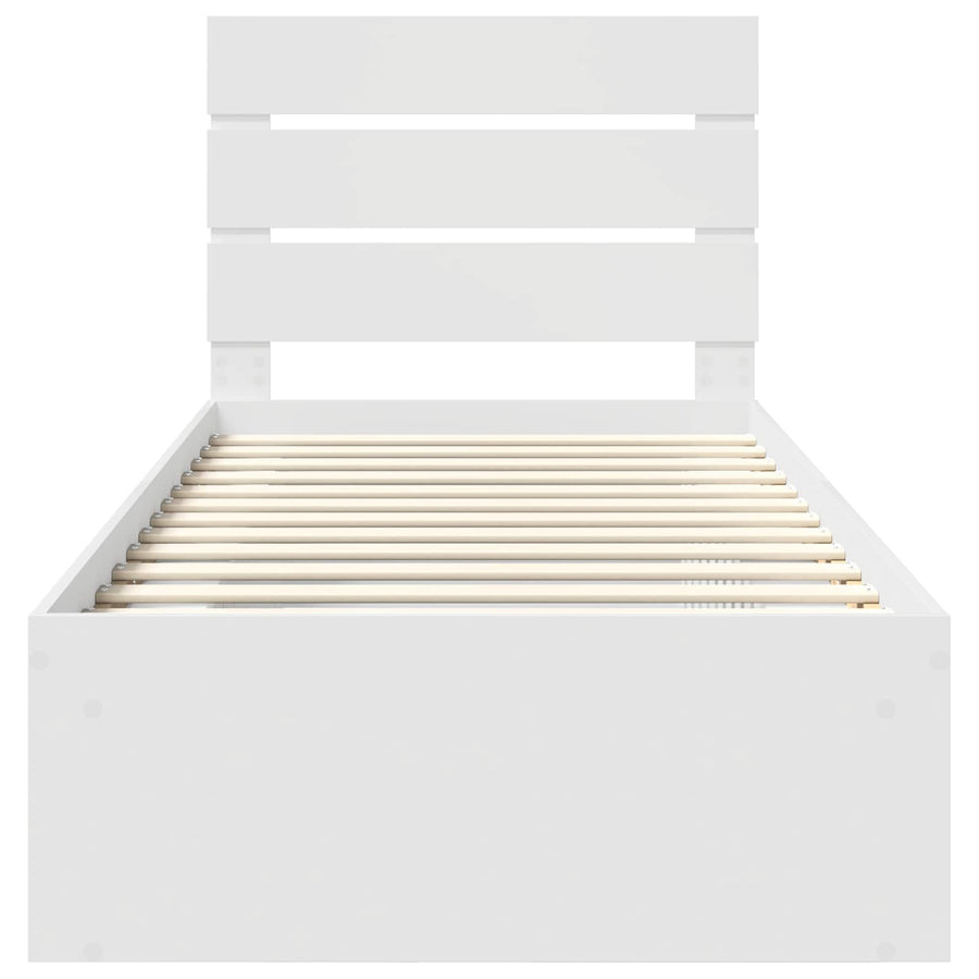 Bedframe met hoofdeinde Wit 75 x 190 cm Massief grenenhout