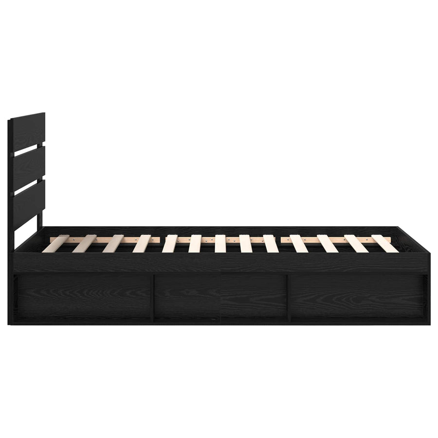 Bedframe met hoofdeinde Zwart 75 x 190 cm Massief grenenhout