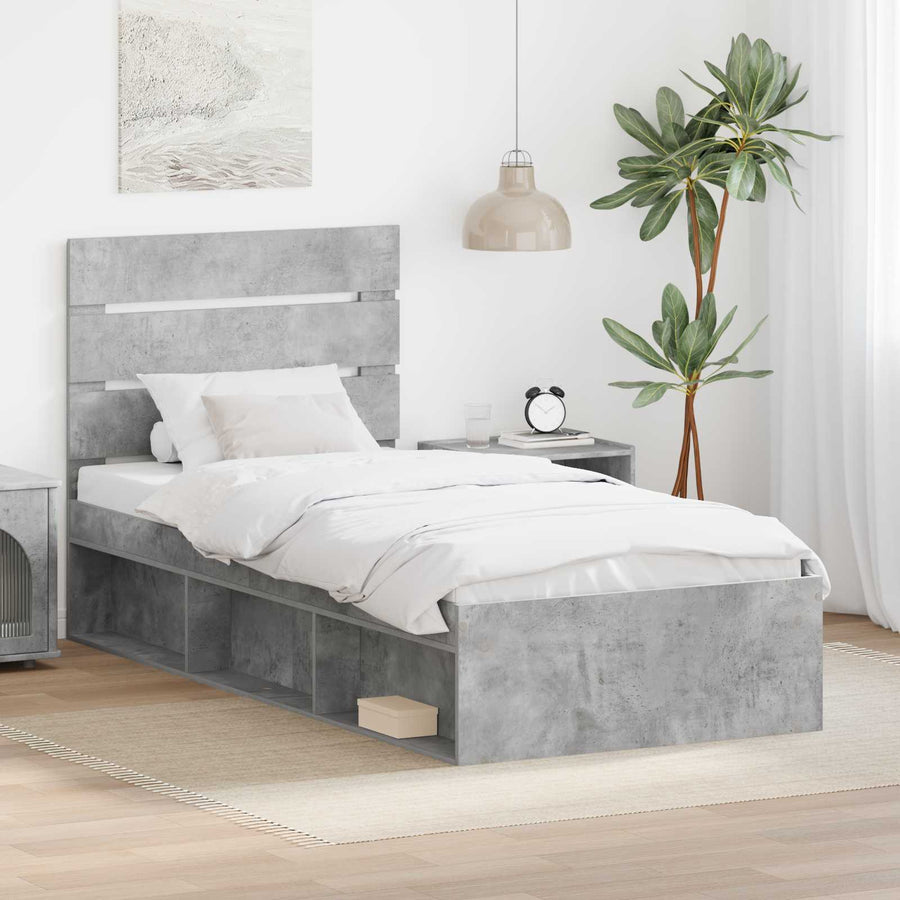 Bedframe Concerte Grijs 75 x 190 cm Massief grenenhout