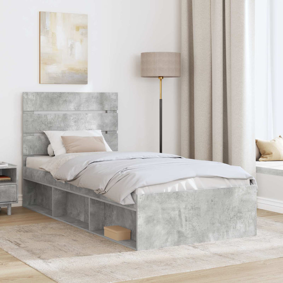 Bedframe Concerte Grijs 75 x 190 cm Massief grenenhout