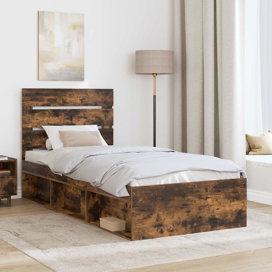 Bedframe Gerookt eiken 75 x 190 cm Massief grenenhout