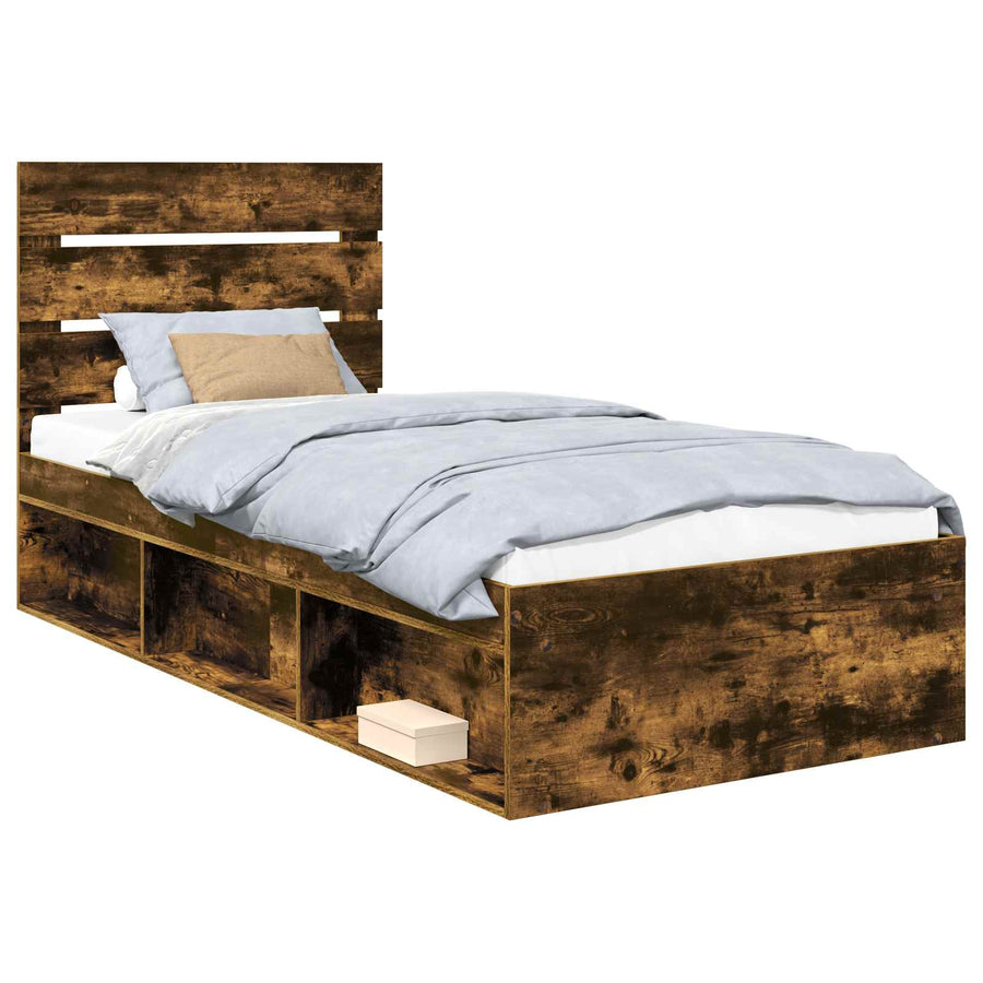 Bedframe Gerookt eiken 75 x 190 cm Massief grenenhout