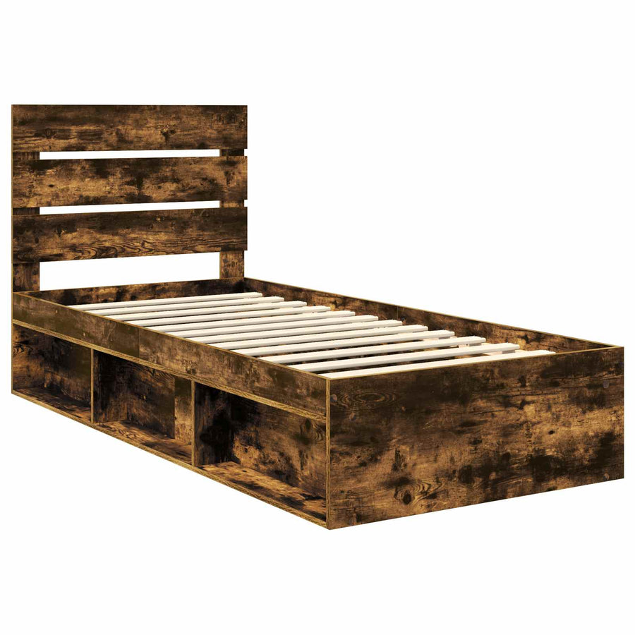Bedframe Gerookt eiken 75 x 190 cm Massief grenenhout
