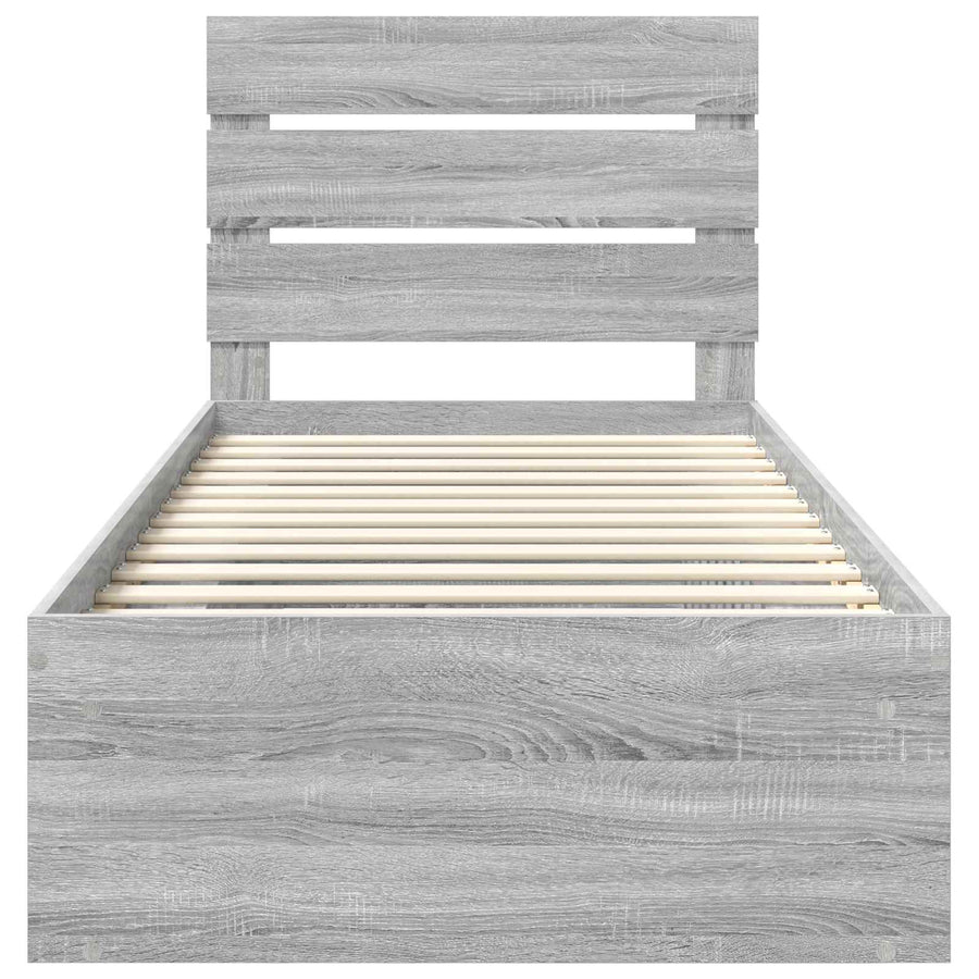 Bedframe Grijs Sonoma 75 x 190 cm Massief grenenhout