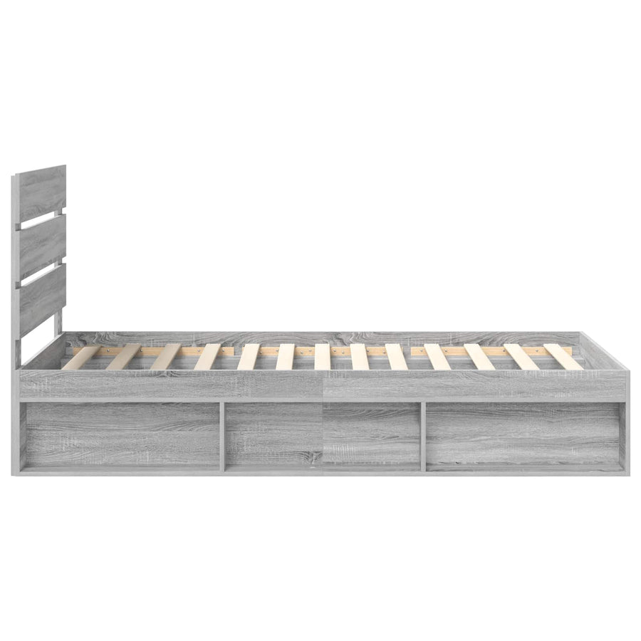 Bedframe Grijs Sonoma 75 x 190 cm Massief grenenhout