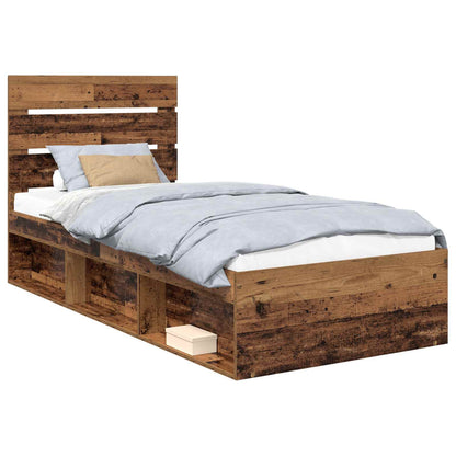 Bedframe met hoofdeinde Oudhout 75 x 190 cm Massief grenenhout