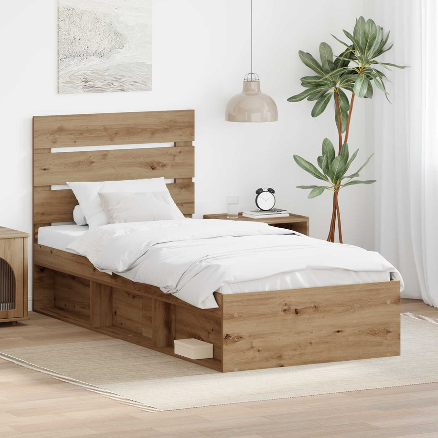 Bedframe Ambachtelijk eiken 75 x 190 cm Massief grenenhout