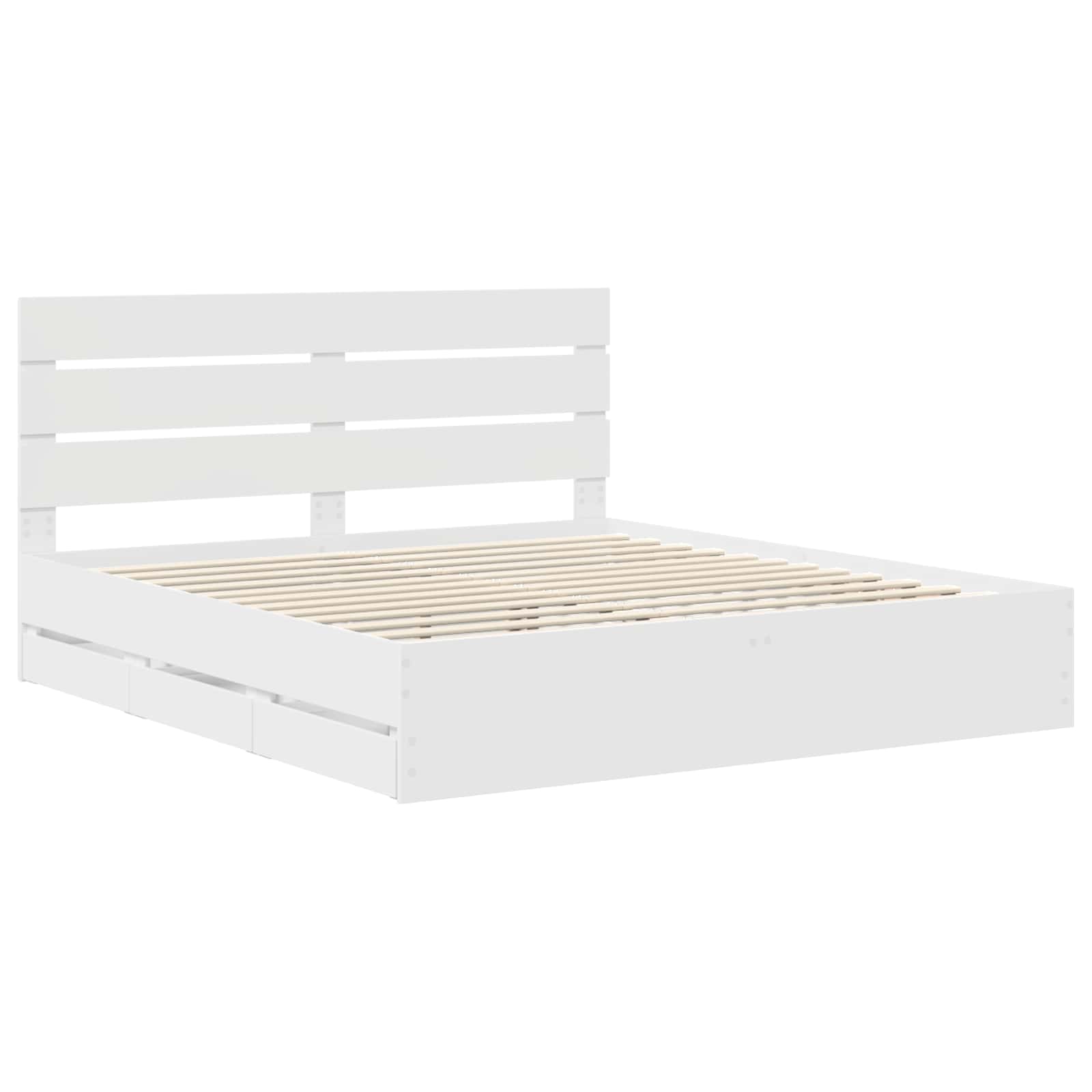Bedframe met lade met opslag Wit 200 x 200 cm Ingenieurshout