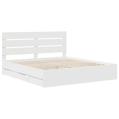 Bedframe met lade met opslag Wit 200 x 200 cm Ingenieurshout