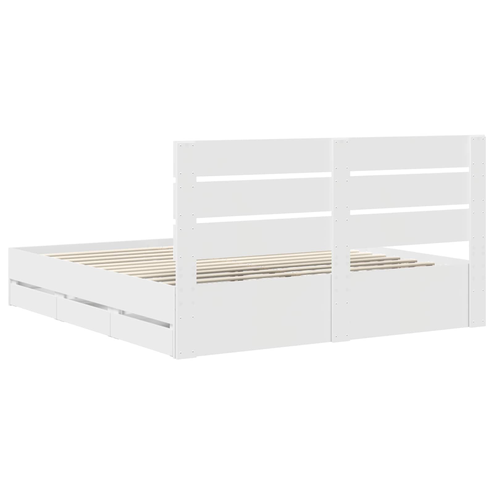 Bedframe met lade met opslag Wit 200 x 200 cm Ingenieurshout