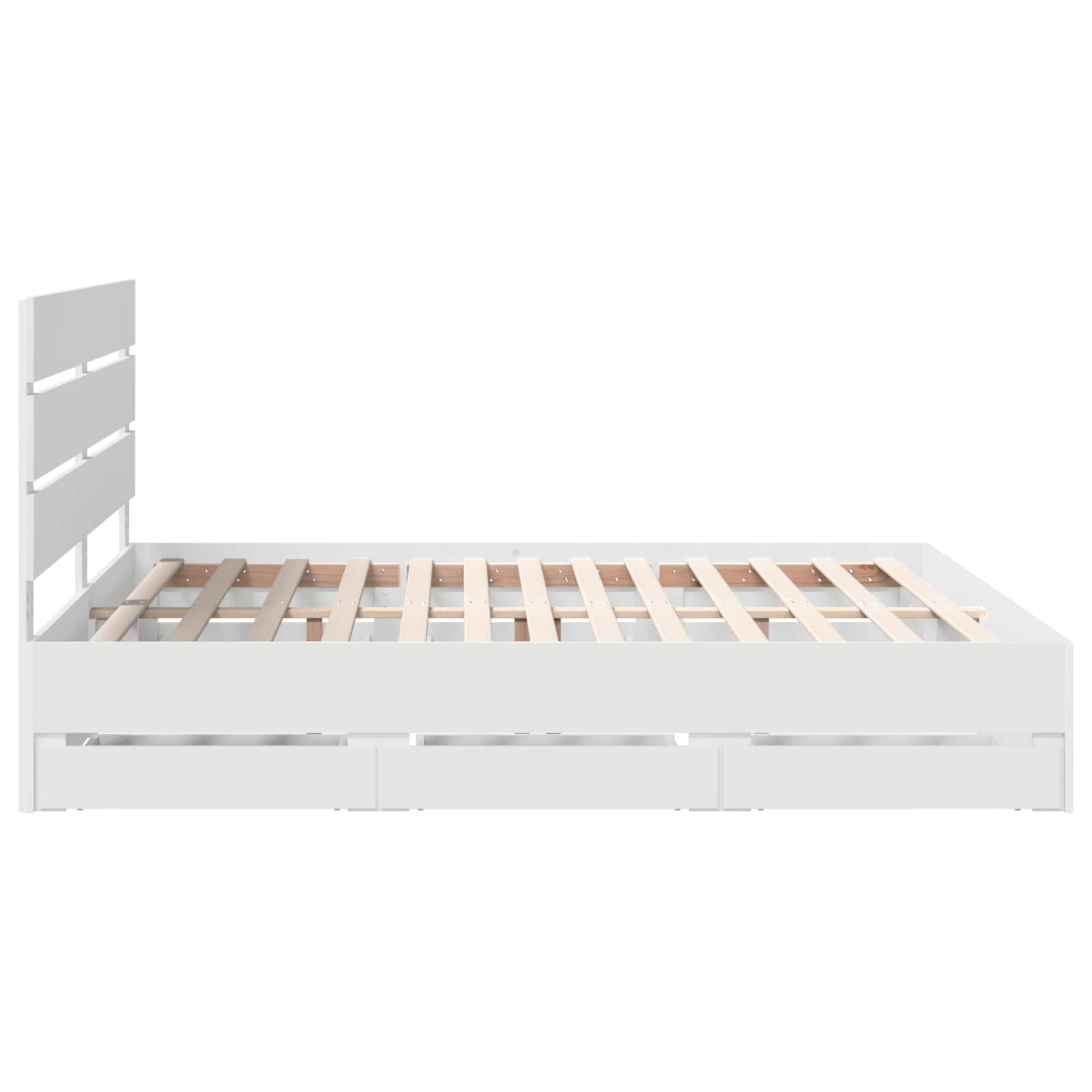 Bedframe met lade met opslag Wit 200 x 200 cm Ingenieurshout