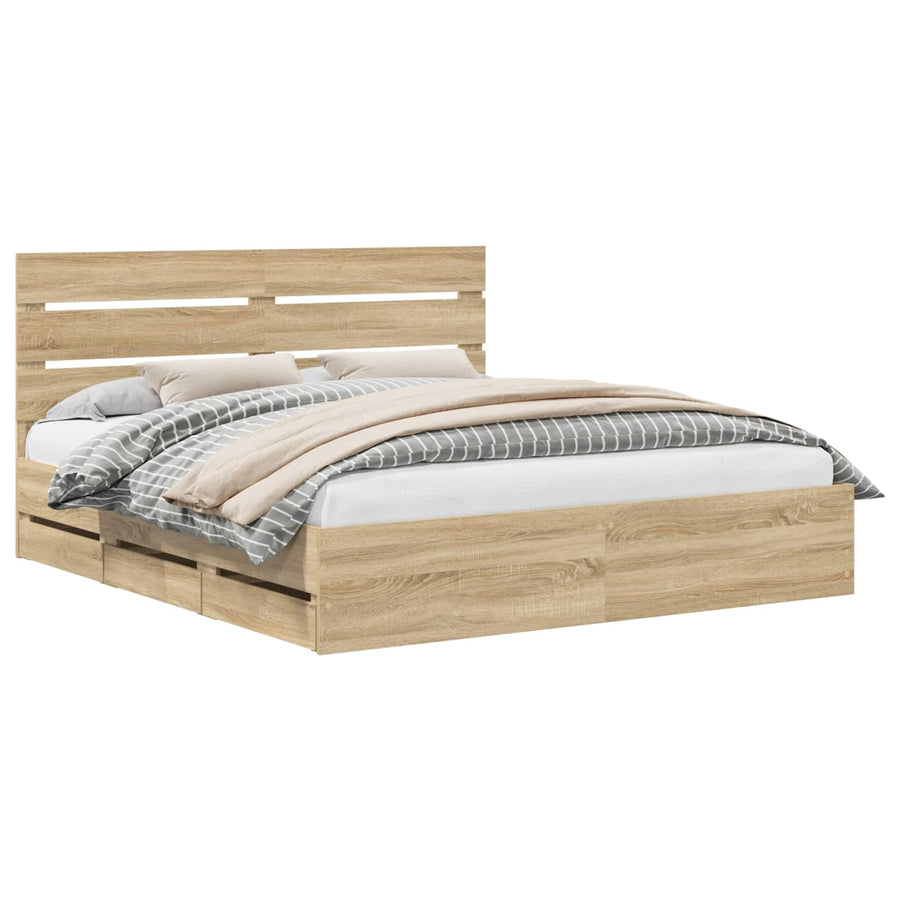 Bedframe met lade Sonoma Eiken 200 x 200 cm Ingenieurshout