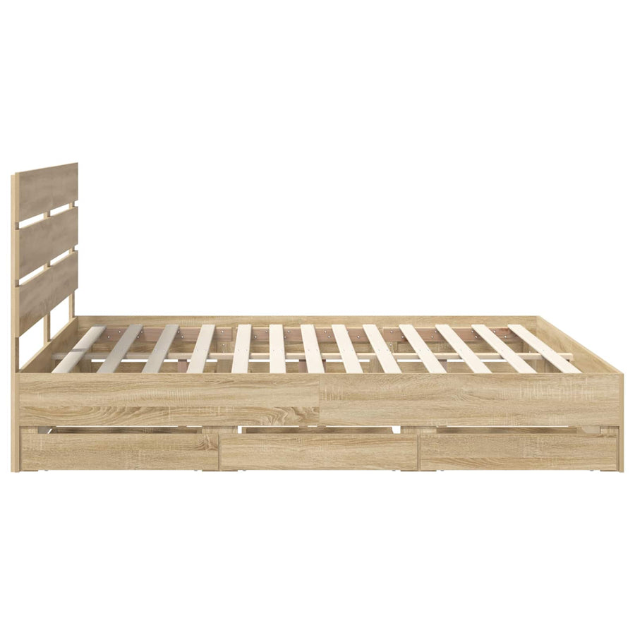 Bedframe met lade Sonoma Eiken 200 x 200 cm Ingenieurshout