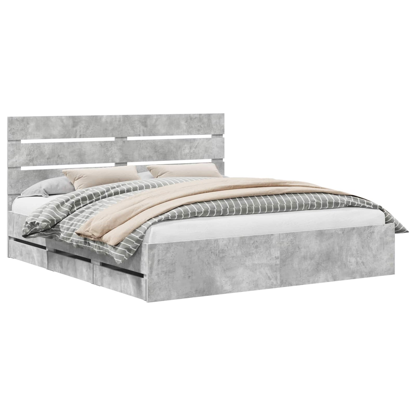 Bedframe met lade Beton Grijs 200 x 200 cm Ingenieurshout