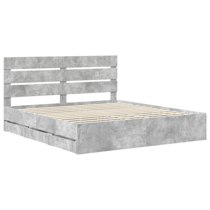 Bedframe met lade Beton Grijs 200 x 200 cm Ingenieurshout