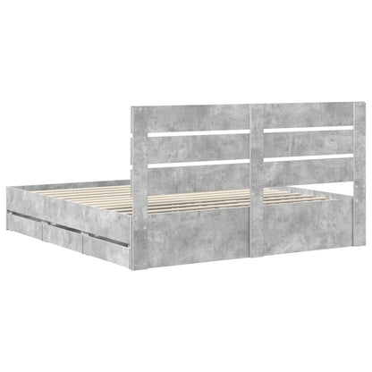 Bedframe met lade Beton Grijs 200 x 200 cm Ingenieurshout