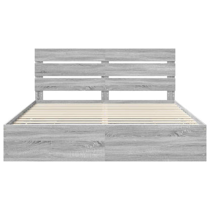 Bedframe met lade Grijs Sonoma 200 x 200 cm Ingenieurshout