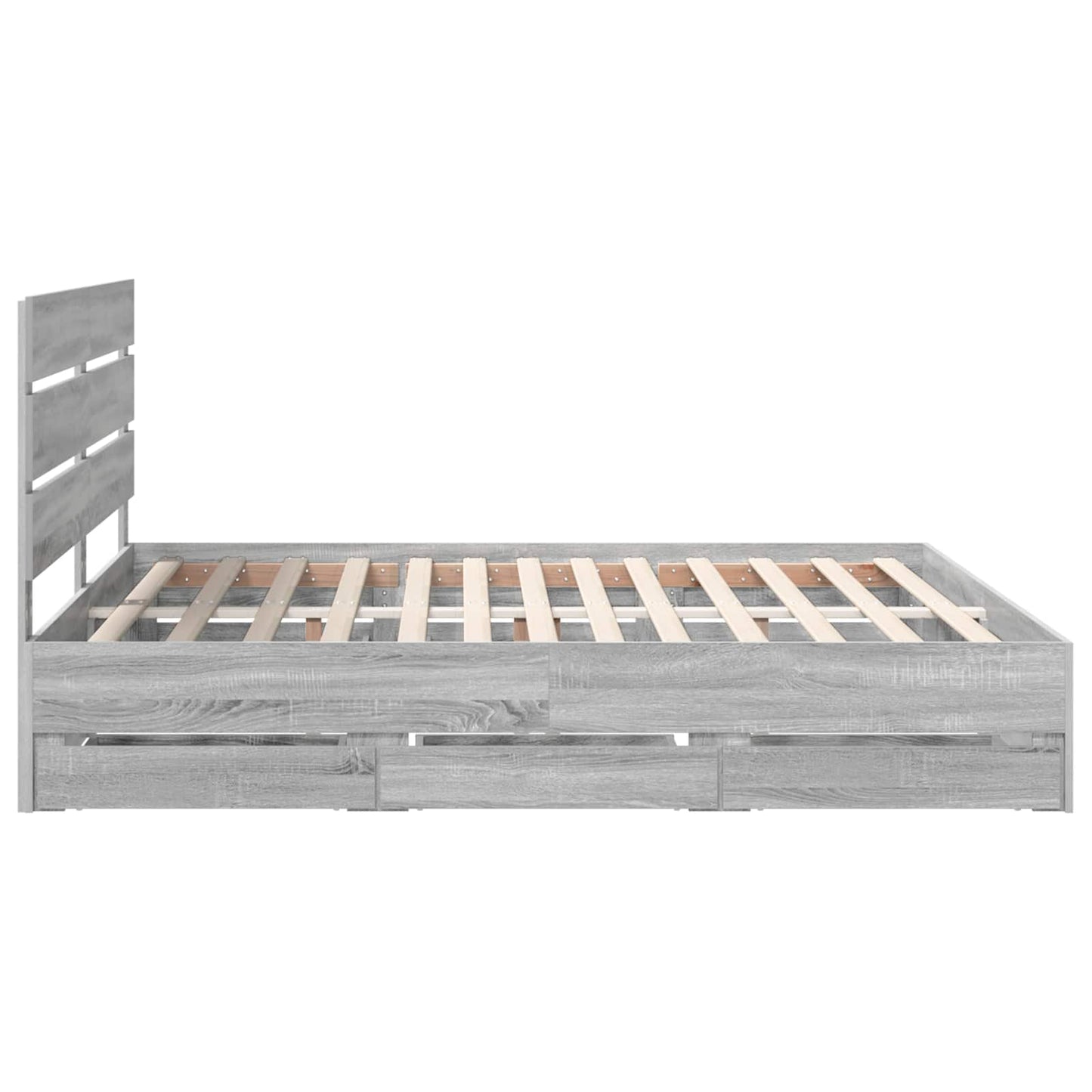 Bedframe met lade Grijs Sonoma 200 x 200 cm Ingenieurshout