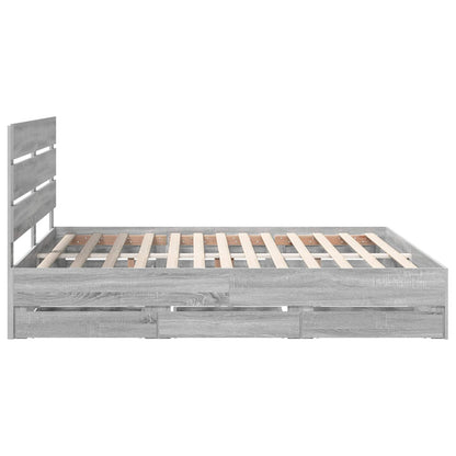 Bedframe met lade Grijs Sonoma 200 x 200 cm Ingenieurshout