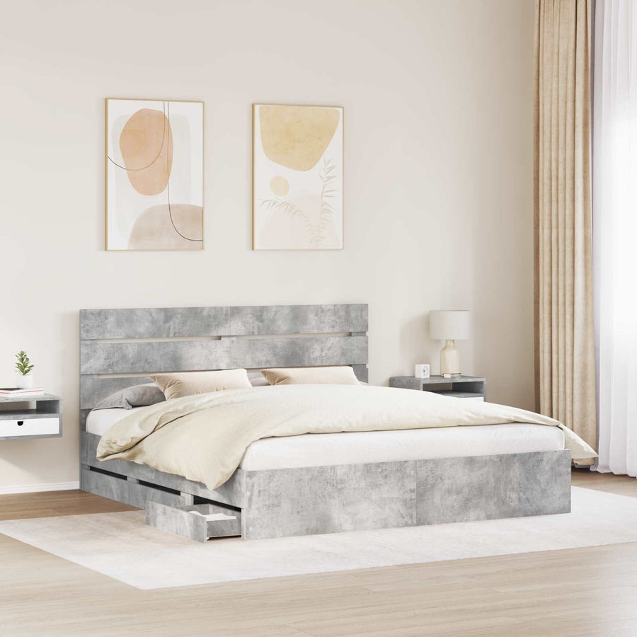 Bedframe met lade Beton Grijs 180 x 200 cm Ingenieurshout