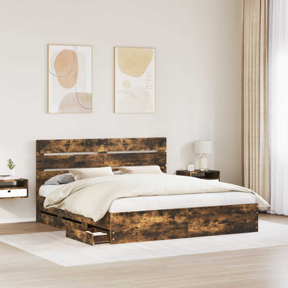 Bedframe met lade Gerookt eiken 180 x 200 cm Ingenieurshout