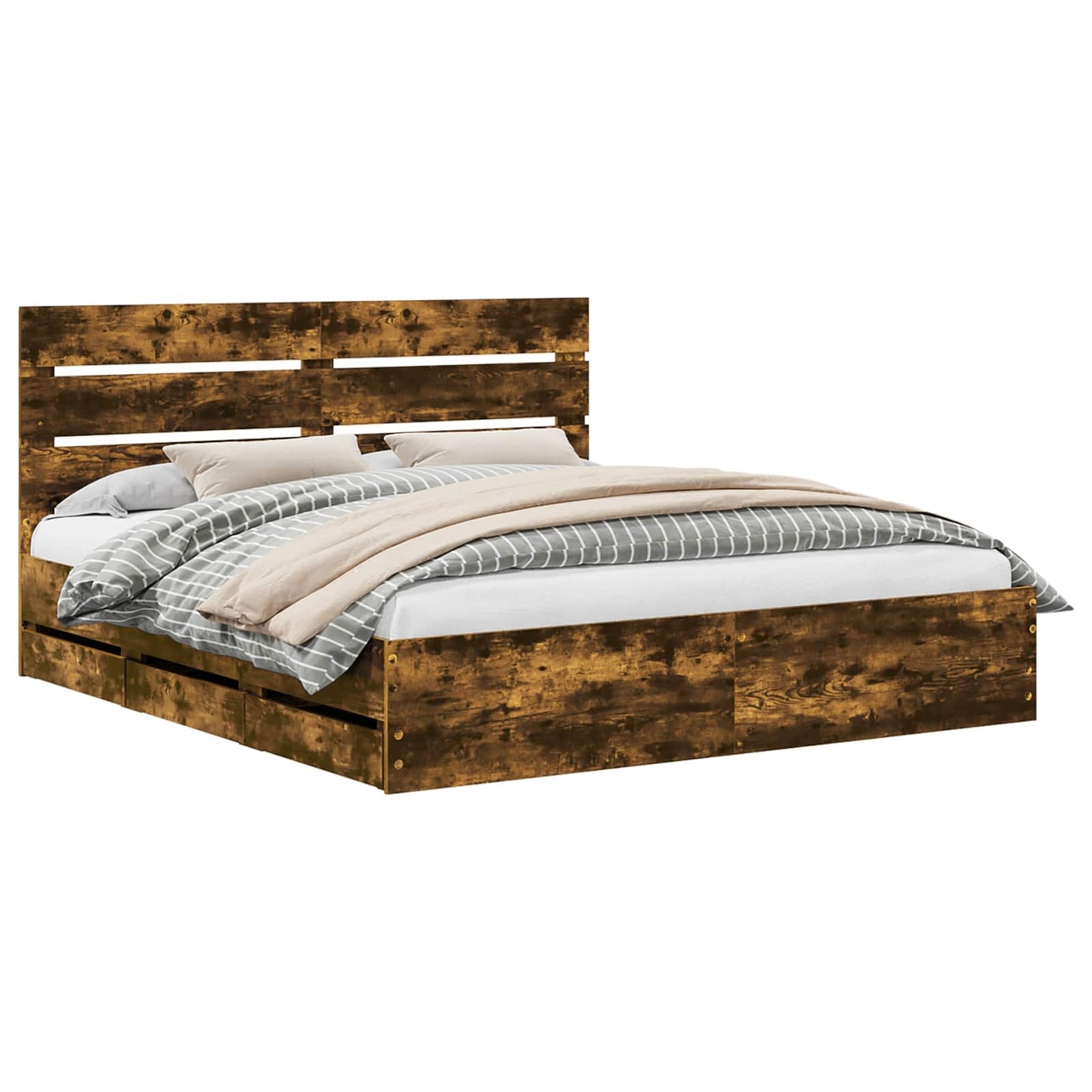 Bedframe met lade Gerookt eiken 180 x 200 cm Ingenieurshout