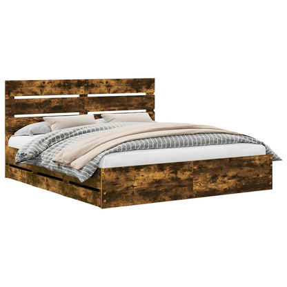 Bedframe met lade Gerookt eiken 180 x 200 cm Ingenieurshout