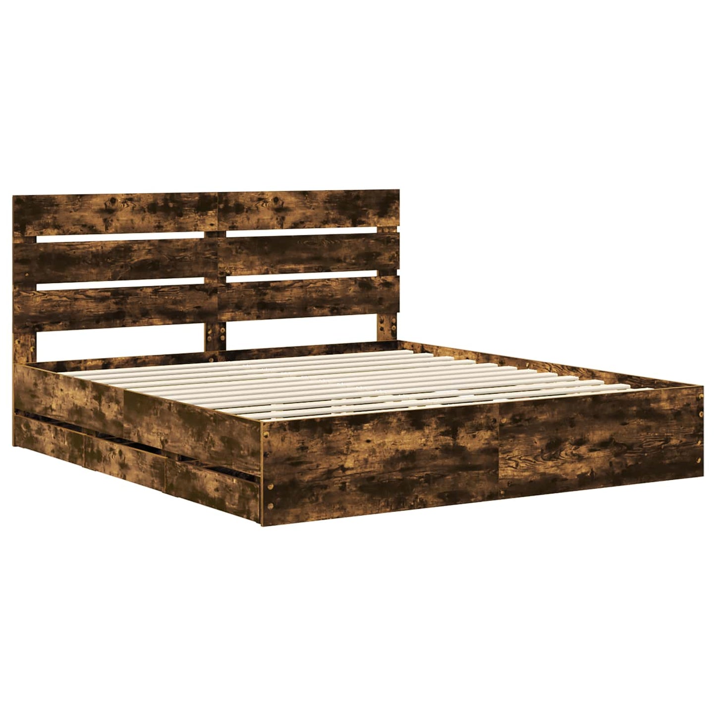 Bedframe met lade Gerookt eiken 180 x 200 cm Ingenieurshout