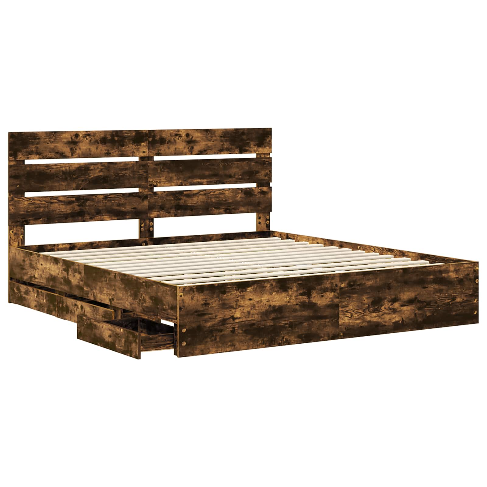 Bedframe met lade Gerookt eiken 180 x 200 cm Ingenieurshout