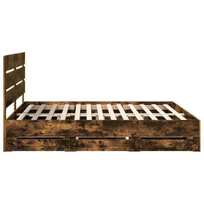 Bedframe met lade Gerookt eiken 180 x 200 cm Ingenieurshout
