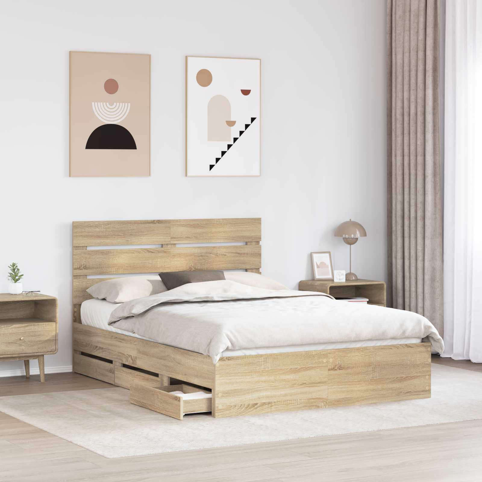 Bedframe met lade Sonoma Eiken 160 x 200 cm Ingenieurshout
