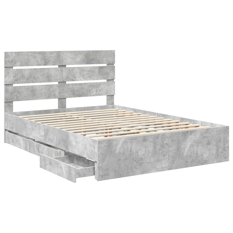 Bedframe met lade Beton Grijs 160 x 200 cm Ingenieurshout